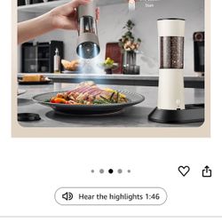 🆕 In Box 2Pack Gravity Electric Salt&Pepper Grinder Set-Rechargeable Pepper Mill with USB-C Charging Base,Dual LED Light,Automatic One-Handed Mill fo