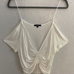 White Fashion Nova Cropped Short Sleeve Size M  
