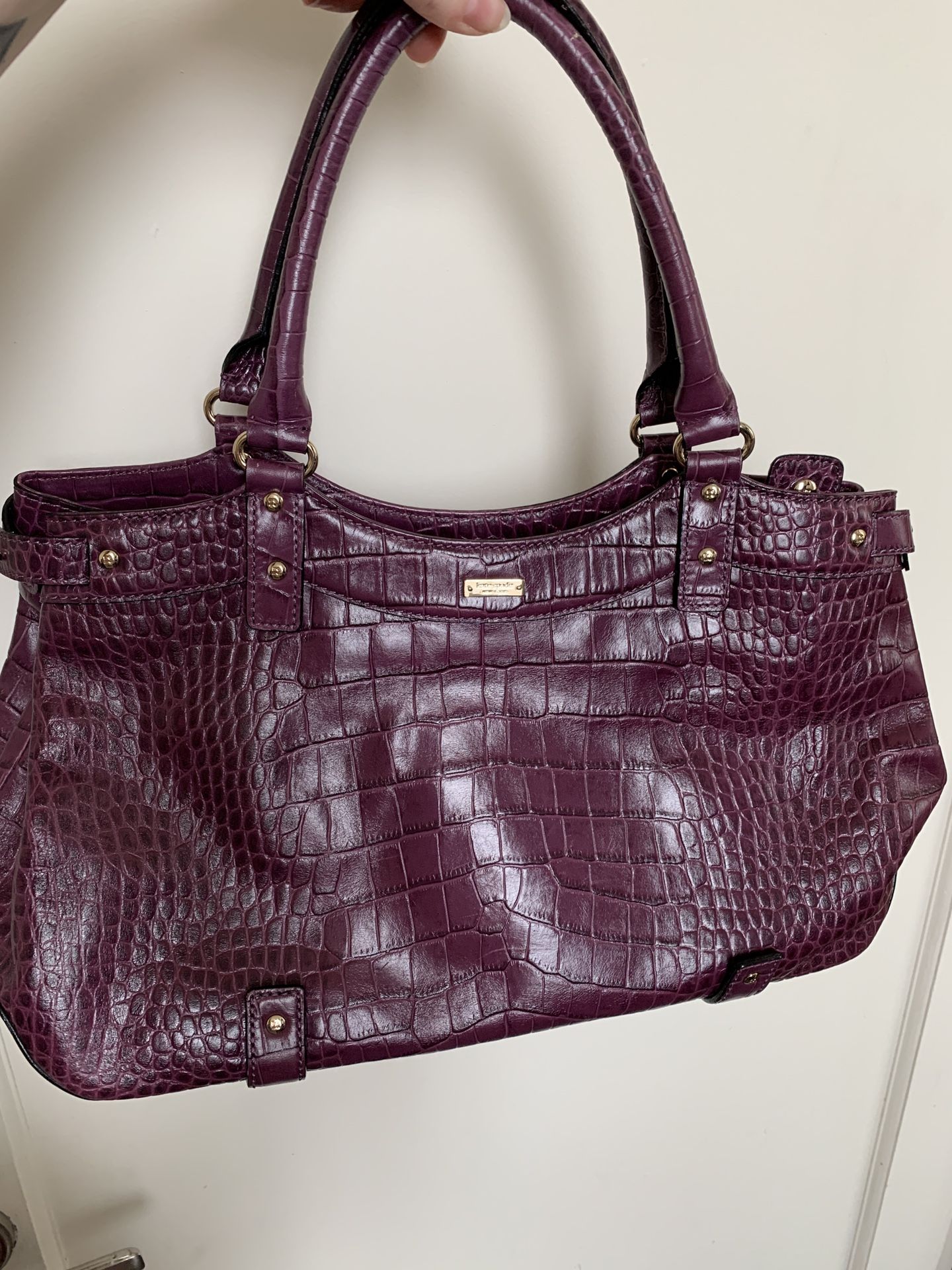Kate Spade New York Croc Embossed Leather Purple Bag