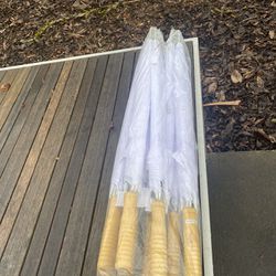 NEW - White Umbrellas With wood handles