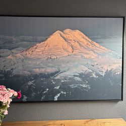 Large Mt Rainier Picture On Frame 60in X 42in