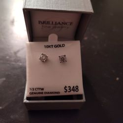 10 Karat Gold Genuine Diamond Earrings