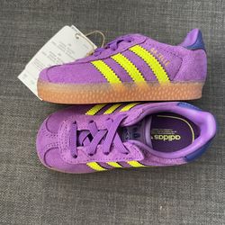 ADIDAS Gazelle CF EL I Active Purple Solar Yellow Shoes Toddler Size 6K NEW 