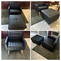 NEW LAZZO CONTEMPORARY CHAIR/OTTOMAN COMBO BLACK