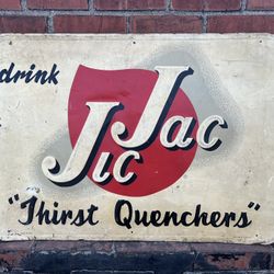 Antique Vintage Jic Jac  Soda Sign Coca Cola Coke Pepsi 7up Man Cave Porcelain Mid Century Modern