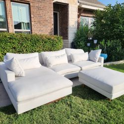 West Elm Harmony Sectional With Ottoman  Eco Weave