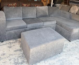 Charcoal Gray Fabric Secional Futon Desing Chaise Lounge