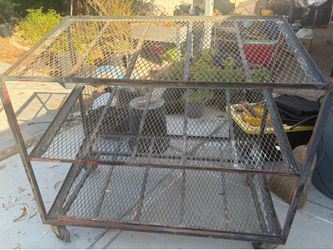 Industrial metal mesh cart/ wheeled stand