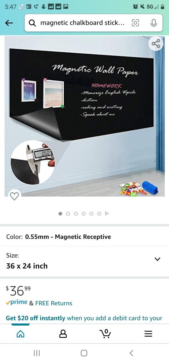 Magnetic Chalkboard Contact Paper, 36" x 24", Self Adhesive Magnetic Blackboard Wallpaper, Chalk Board Wall Sticker,Â