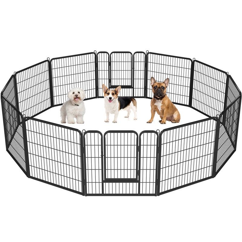 32" H x 32" W x 0.6" D 12 Panel Metal Exercise Pen With Door (Set of 12)