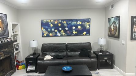 90 x 30 black framed wall art - City Lights 3