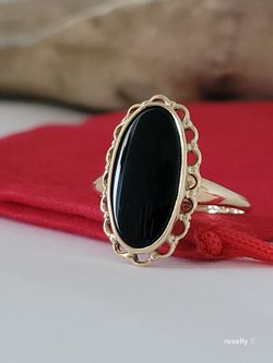 10K Yellow Gold Onyx Cocktail Design Ring Size 6.25 Solid Gold/ Anillo de Oro Sólido con 1 Onyx! 👌🎁Post Tags: 10k 14k