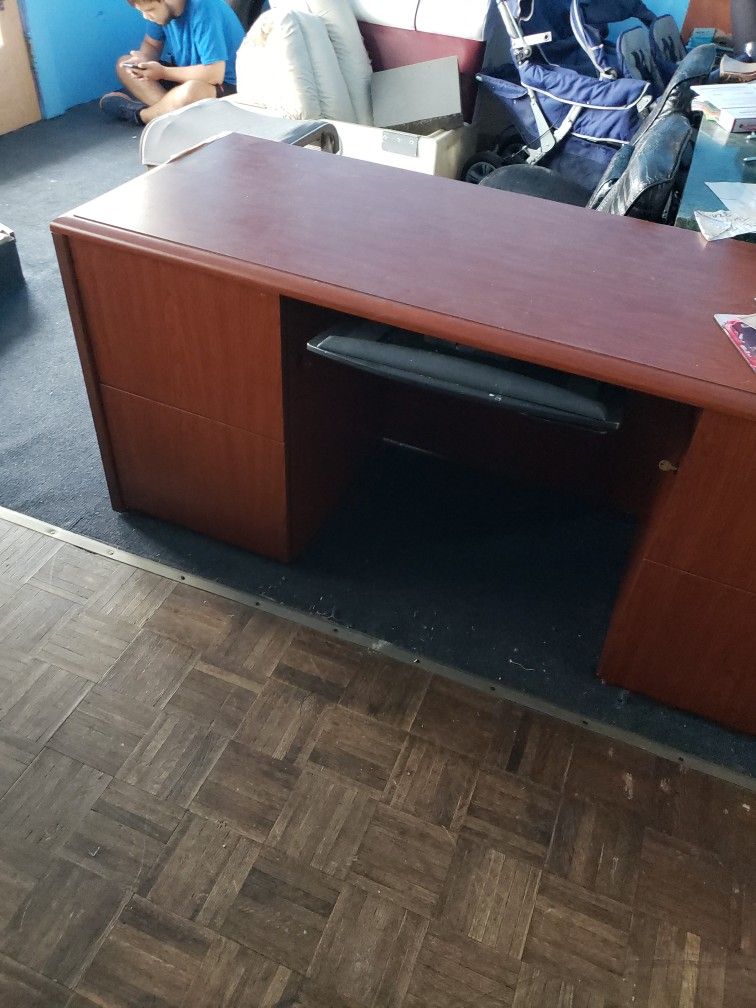 Desk And Wast Can All Wood