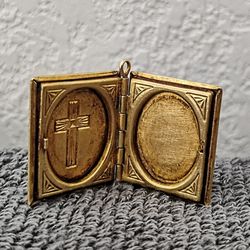 Vintage Locket Pendant with Cross Design