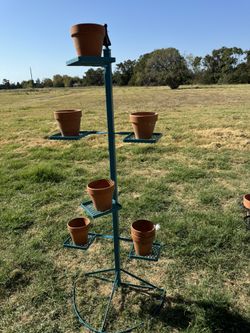 Vintage Plant Holder With Pots 