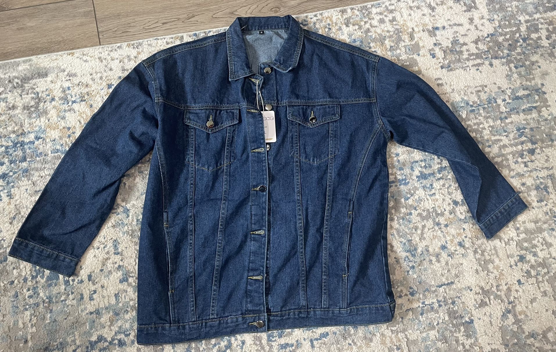 Omoone Women's Oversized Mid Long Denim Jacket Jean Biker Coat