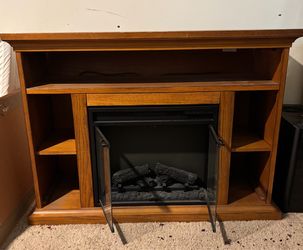 Twin star international TV stand with electric fireplace no