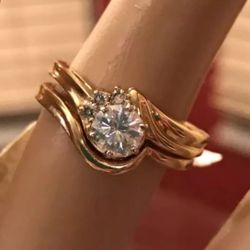 14k  New Engagement And Wedding Set Moissanite And diamond 