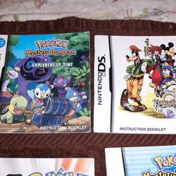 Nintendo DS Instuction Booklets/ Manuals  From $10. To $35.00