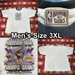 Vintage Los Angeles Laker Kareem Abdul-Jabbar White T-Shirt Men’s 3XL Flaws