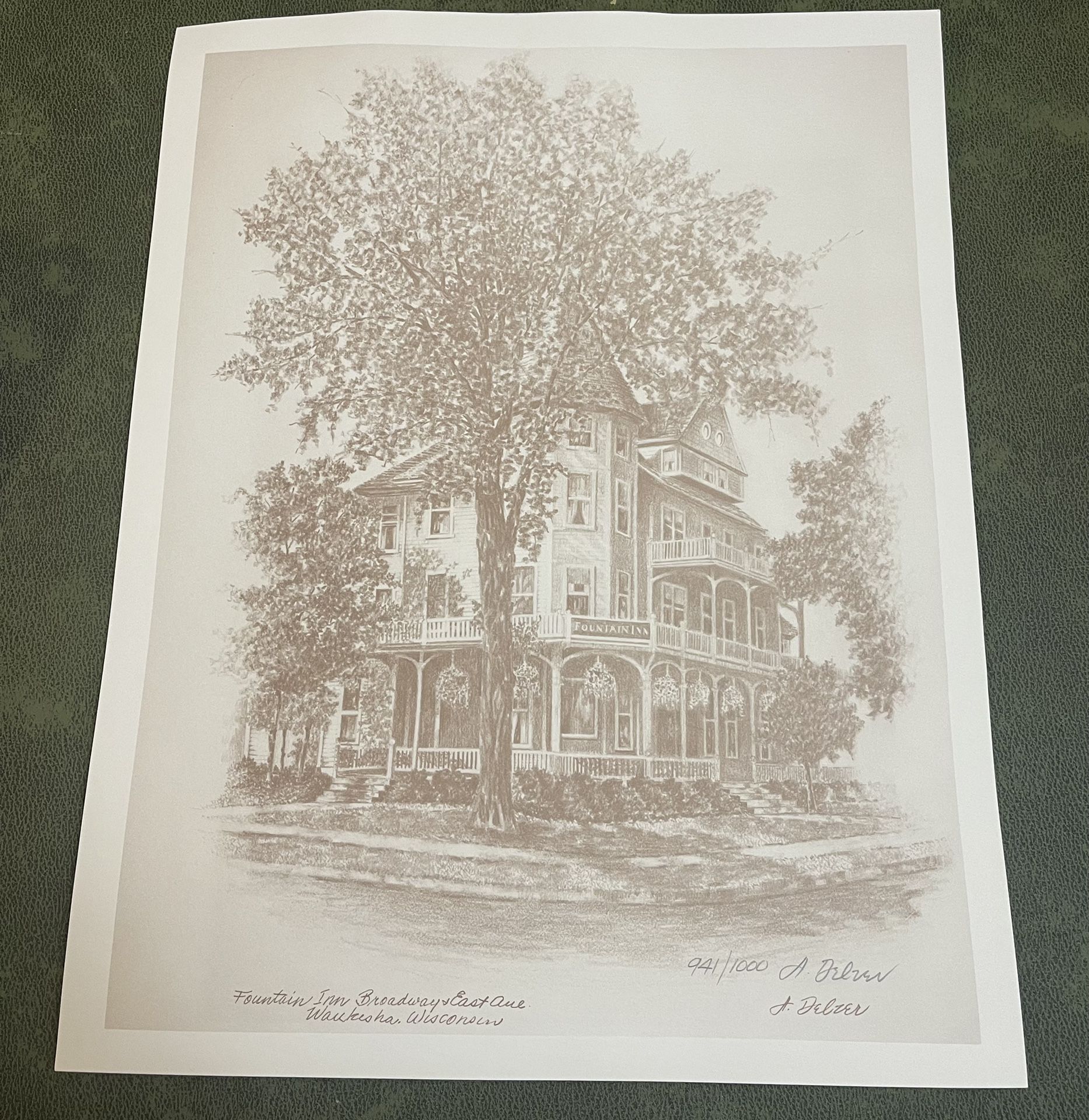 Lot of 5 Lithographs of Old Waukesha by Hans Delzer Signed & # to 1000 14”x11”