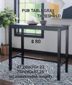 New Pub Table Gray Wash Wood Threshold