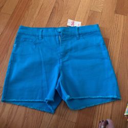 Justice blue teal shorts girls BRAND NEW