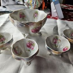 German Porcelain Serving Bowl with smaller matching bowls