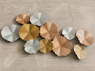 Large Modern Metal Wall Art Sculpture – Gold, Silver & Copper Decor