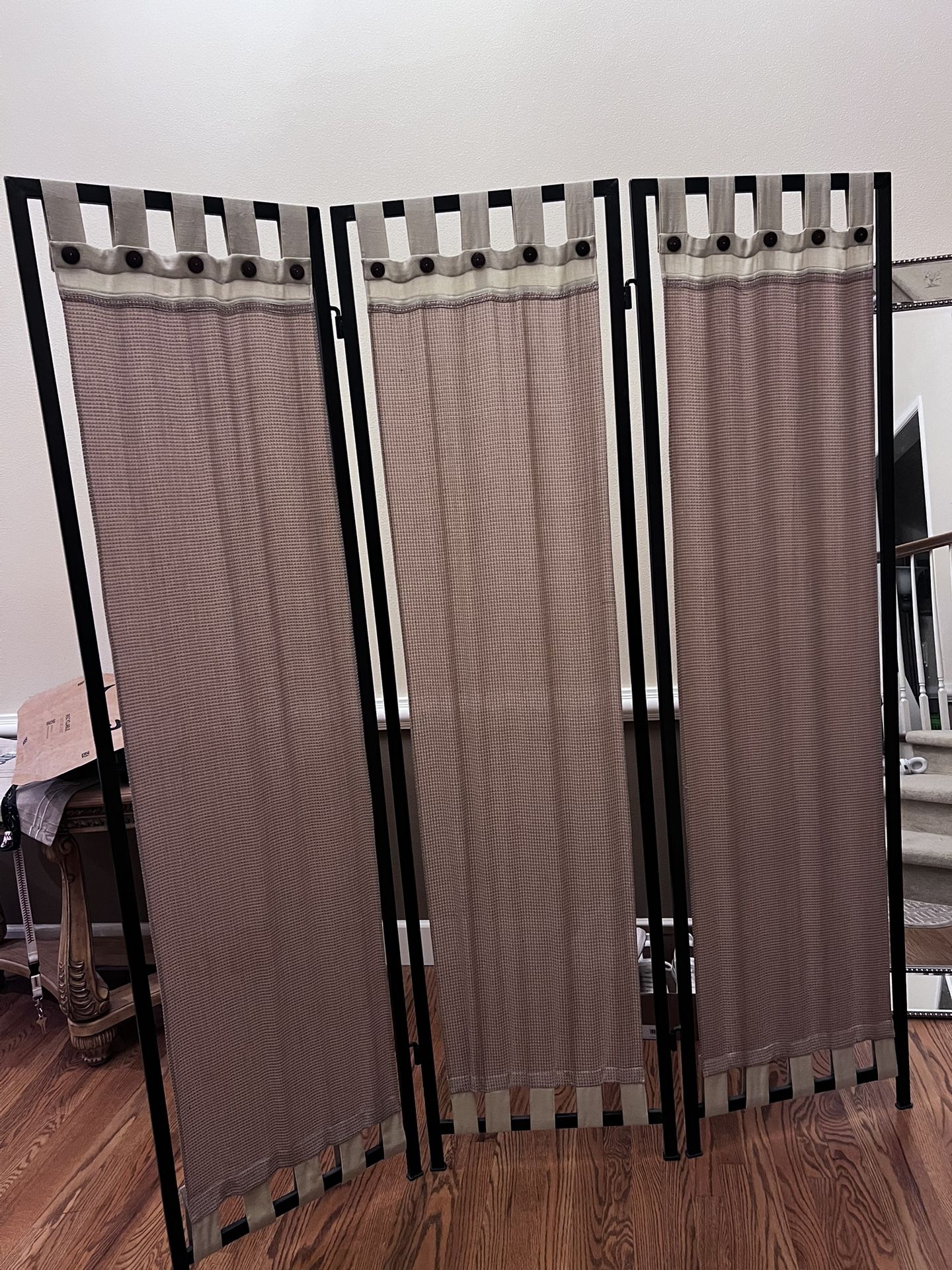 Pier One Room Divider - Metal Frame With Fabric Panels