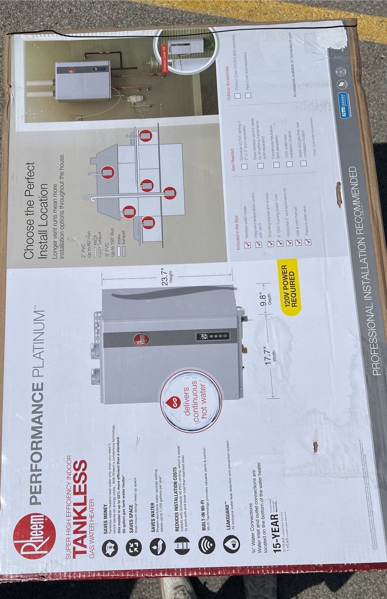 RHEEM TANKLESS HOT WATER HEATER