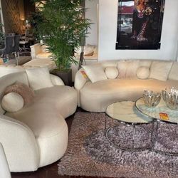 Bonita Ivory Boucle Sofa & Loveseat Living Room set 