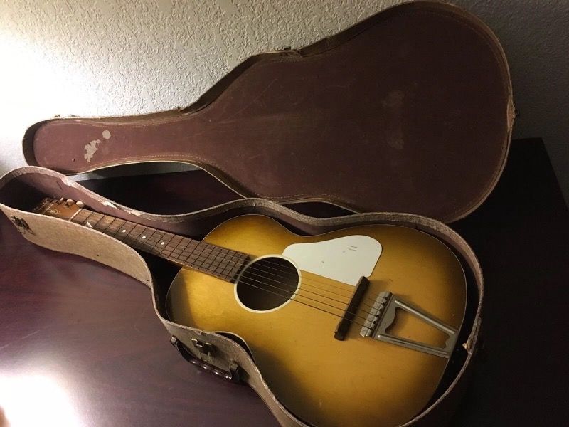 1960s Chris Adjustomatic parlor guitar with original case
