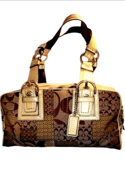 Vintage Coach F12317 Patchwork Soho Mini Boston Shoulder Bag