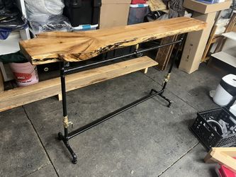 Tall Handmade Wood Metal Console Table Bar Tv Stand Shelf