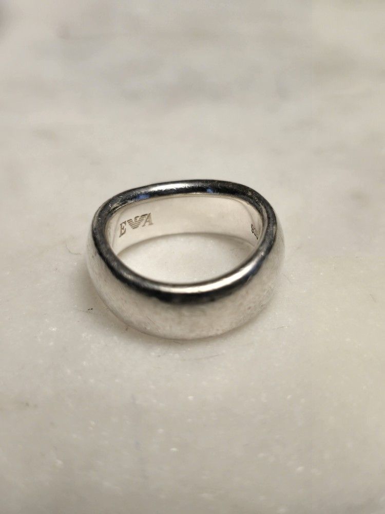 Emporio Armani Sterling Silver Wavy Band Ring, Size 6