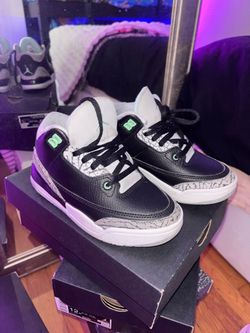 Air Jordan 3 Black Cement Green Glow PS size 12C