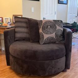 Brown Round Swival Chair