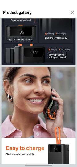 the Store 4.5 * * (64) JSAUX Power Bank 20000mAh 65W with USB C Charging Cable, USB C Laptop Portable Charger PD3.0 External Battery Pack for Steam De