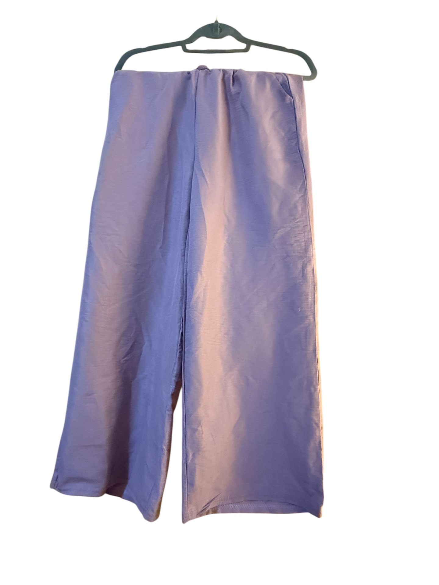 Women’s Elegant Purple Wide-Leg Pants, 65% cotton, 35% polyamide