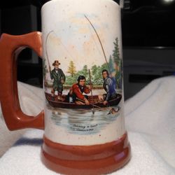 Iconic Currier & Ives “Catching A Trout” fishing mug