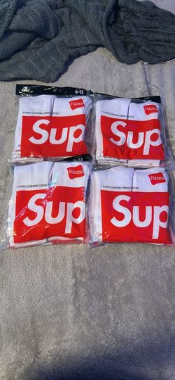 Brand new white Hanes X Supreme socks in packaging
