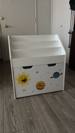 White Kids Bookshelf with Toy Storage Box