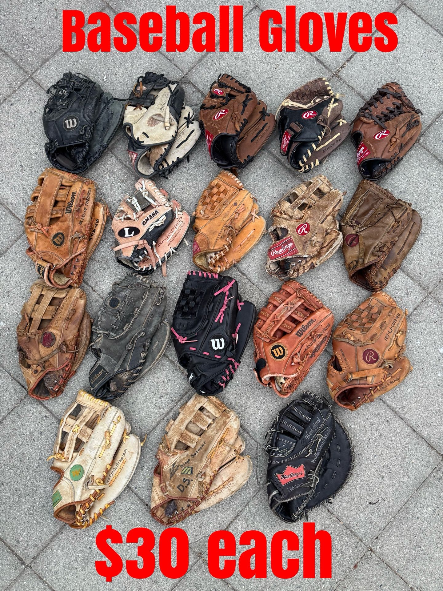 Baseball Gloves $30 Each Firm Have More Baseball And Softball Equipment Available