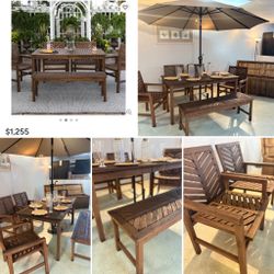 8pc Chevron Outdoor Patio Dining Set $369.99 