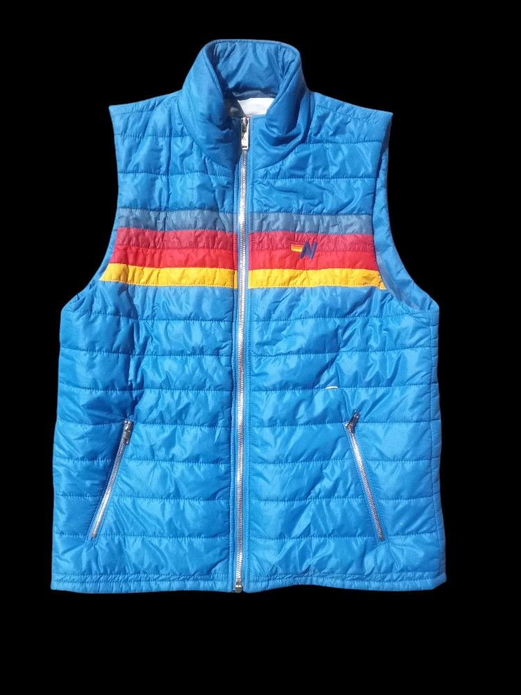 Aviator Nation snorkel blue 5 stripe women's sz M Medium puffer vest
