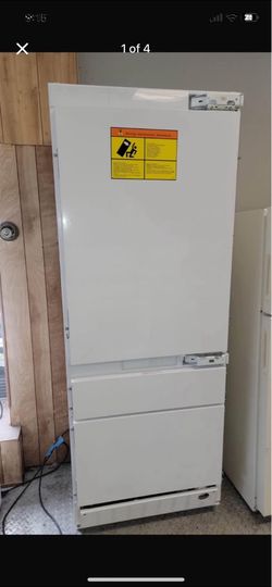White GE Monogram 28” Wide Counter Depth Refrigerator-Bottom Freezer