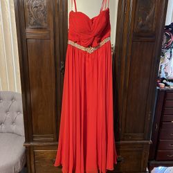 Pre Owned Red Evening Gown Prom Dress Bridesmaid Dress In Excellent Condition No Stains Cinderella Brand Size 12 