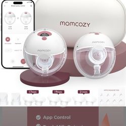 Momcozy M5 Smart APP Controlled Wearable Breast Pump, Hands-Free Wireless Electric Pump, 3 Modes 9 Suction Levels, BPA-Free, Portable Lightweight, 24m