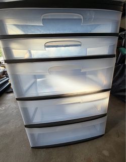Set of 2, 5 shelf plastic organizer storage